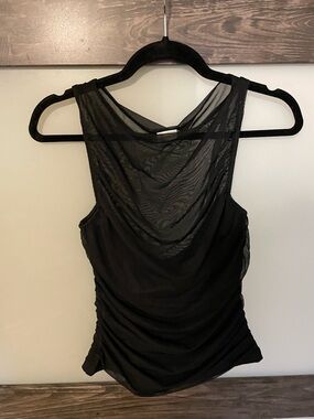 Abercrombie & Fitch Black Sheer Mesh Draped Tank